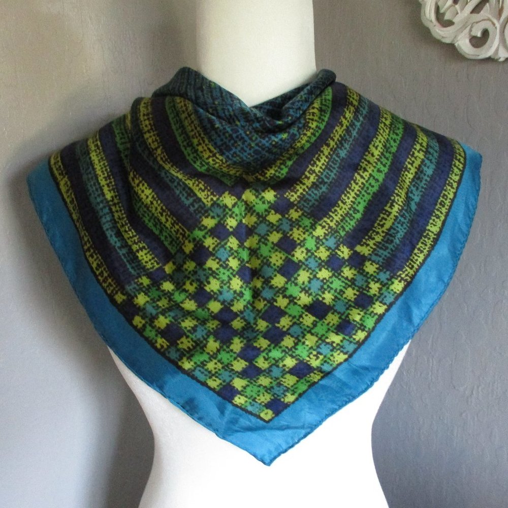 1970s jewel toned blues & greens scarf